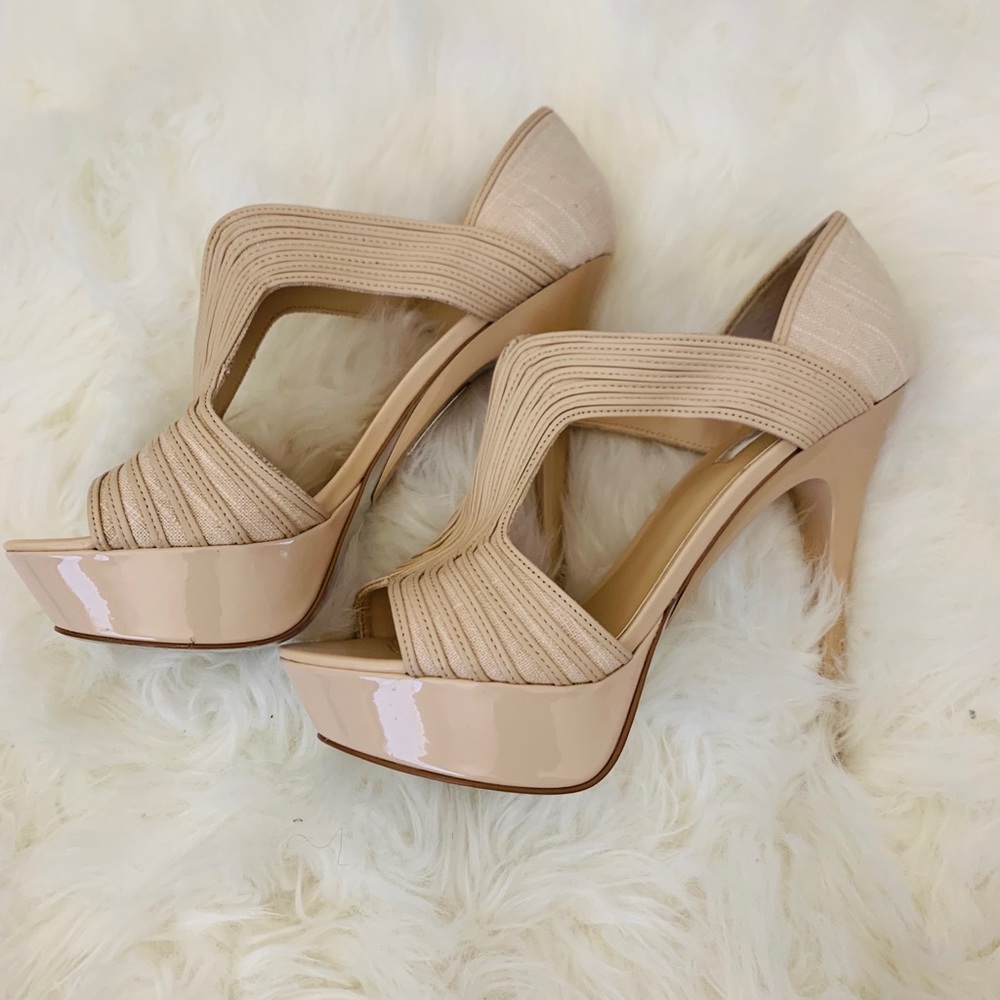 New H by Halston Leather Blush Platforms